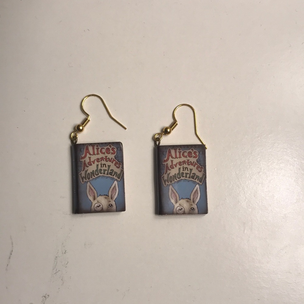 Alice's Adventures in Wonderland book earrings